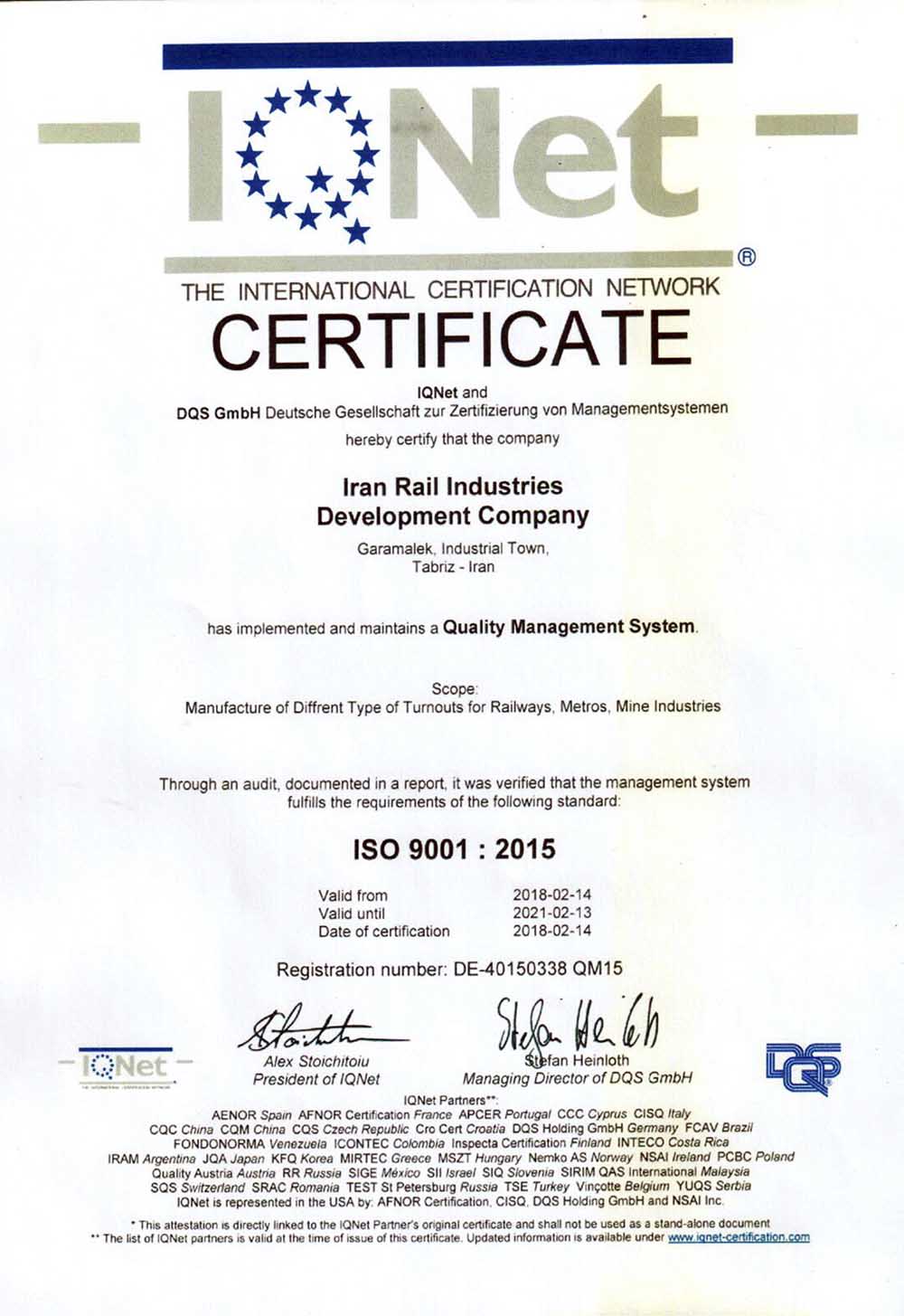 IQnet ISO 9001 - 2015